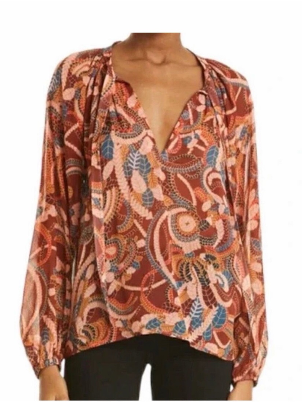 Philosophy Womens Long Sleeve Printed Blouse Size XL